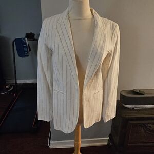 Adrienne Vittadini Cream Striped Blazer